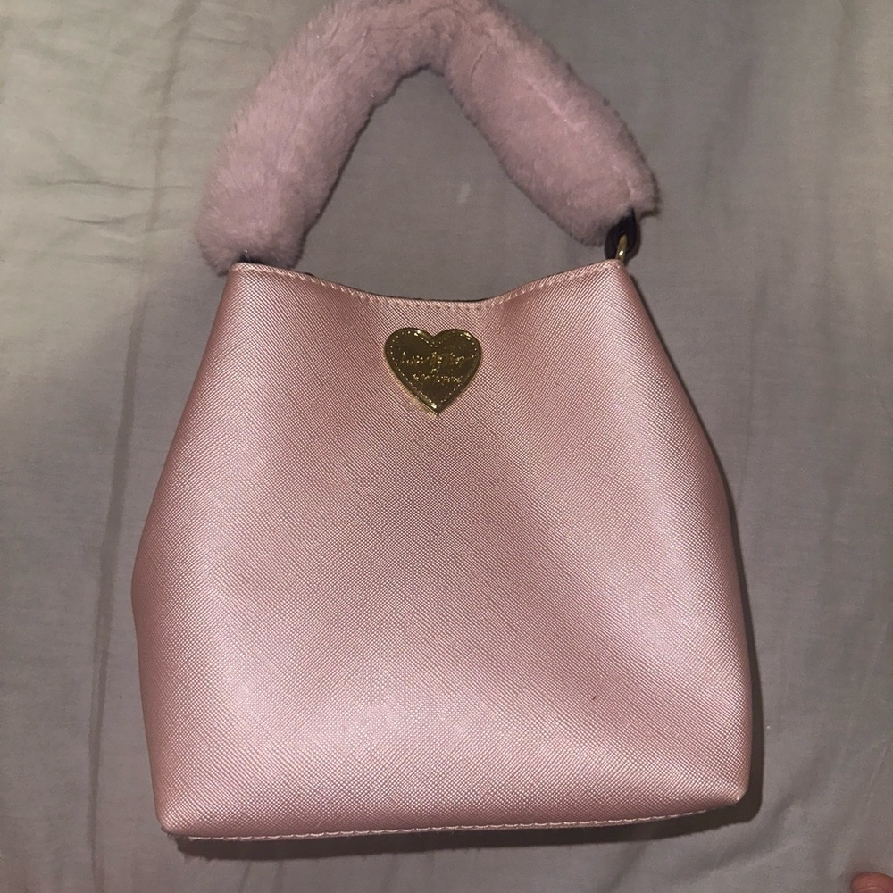 Betsey Johnson Pink Heart Accent Bucket Bag